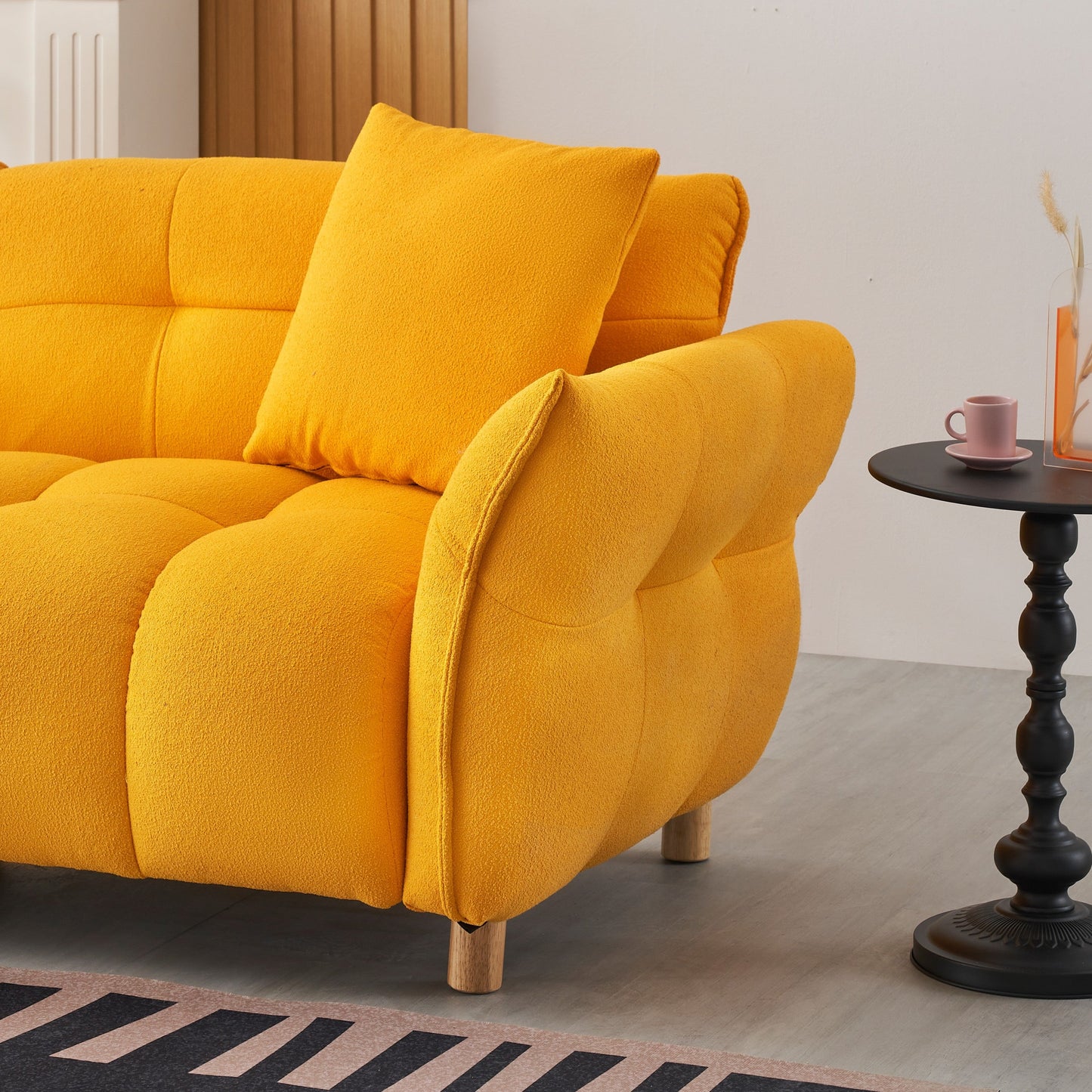 93.70 inches long, Teddy Sofa Fabric,with two matching pillows and