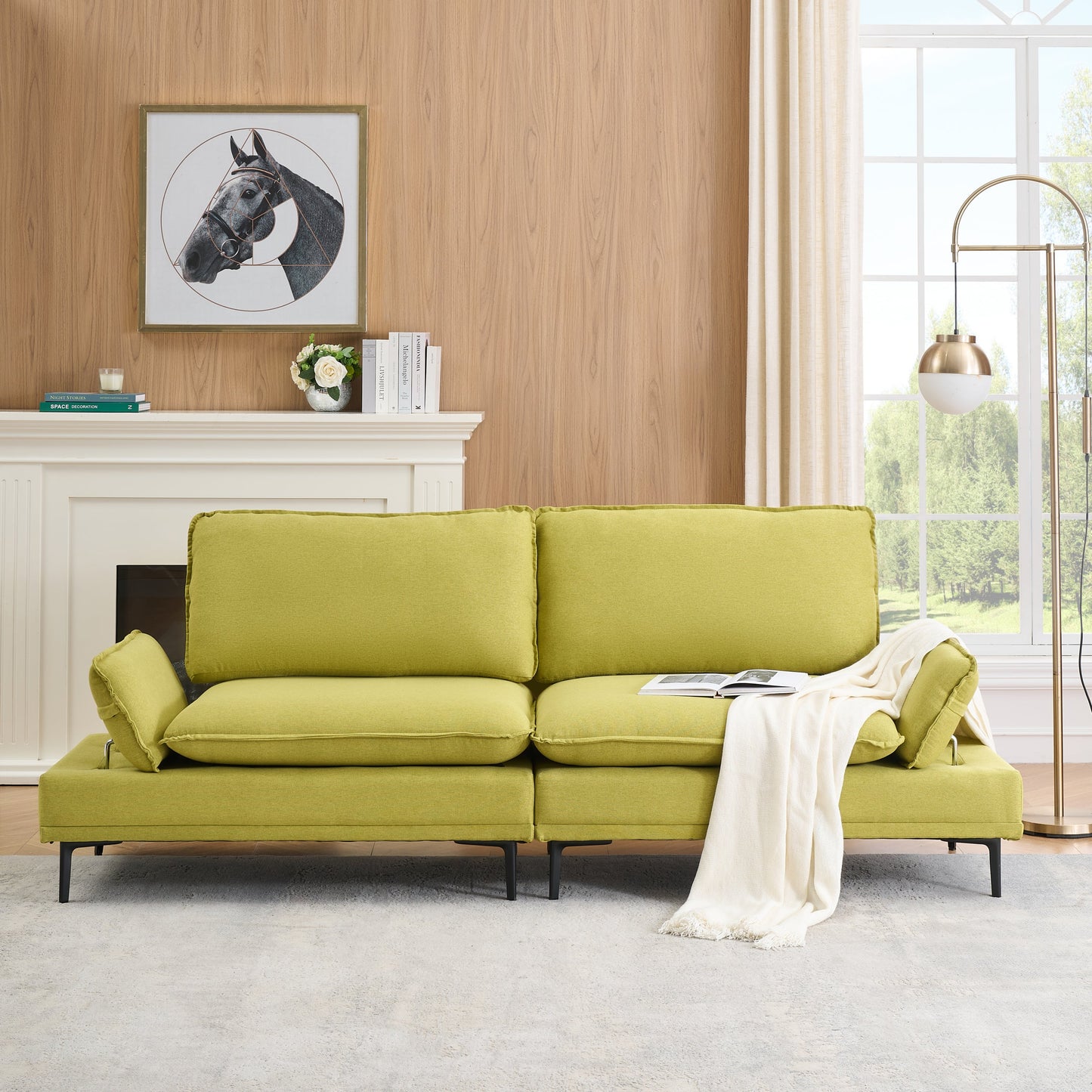 Elegant and rustic in 89   inches of cotton and linen, fresh green,